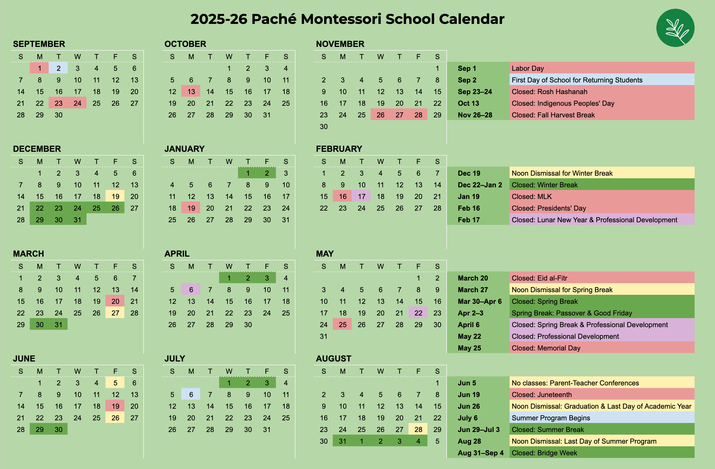 カレンダー・スケジュール The Empathist Hole Calendar Calendar | Discover School Events – Stay Updated — Paché Montessori